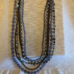 Chico’s long multi strand blue necklace